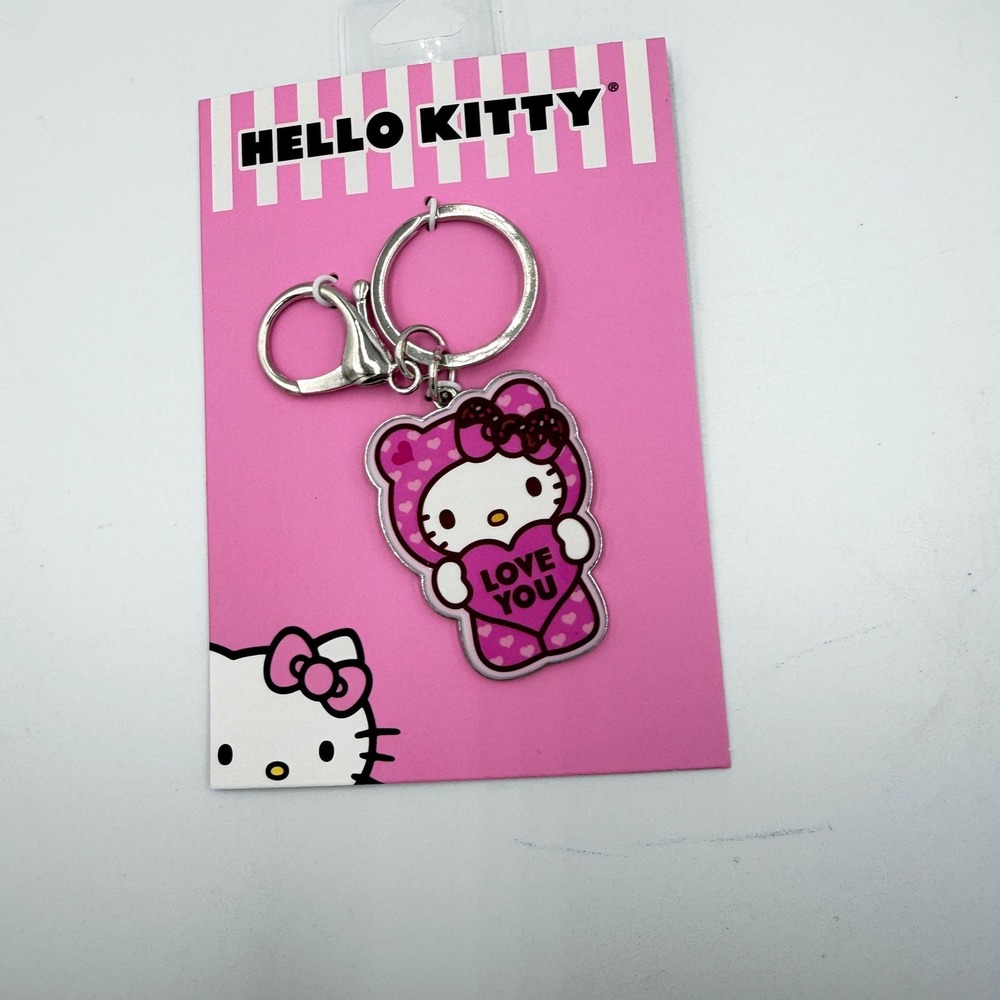 Hello Kitty‎ Sanrio Pink Heart Hoodie Love You Keychain Bag Charm New